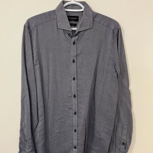 Men's Classic Black and White Button-Down Shirt